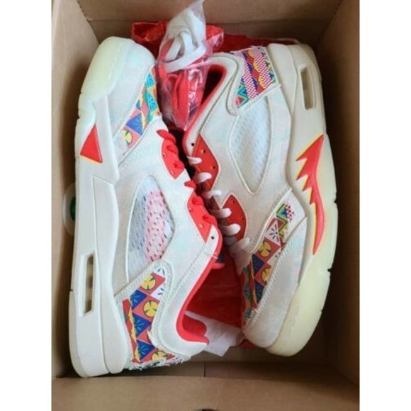 NWT AIR JORDAN 5 RETRO LOW CNY in Sal/Chili Red-Opti Yellow - Picture 12 of 12